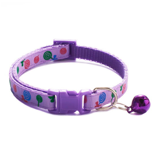 Picture of Purple - Lollipop Adjustable Dog Pet Collar With Bell 19x1cm, 1 Piece
