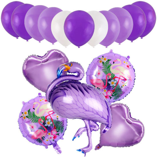 Изображение Purple - Aluminium Foil & Latex Flamingo Balloon Party Wedding Room Home Decoration, 1 Set