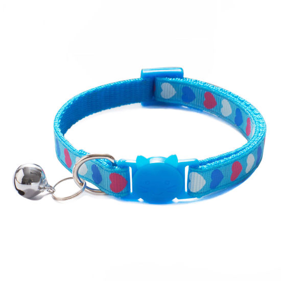Picture of Skyblue - Heart Cat Collar With Safety Buckle Bell Pet Supplies 19cm long, 1 Piece