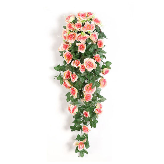 Image de Champagne - Simulation Rose Fleur Tenture Murale Décoration Artificielle De La Maison 90cm de long, 1 Pièce