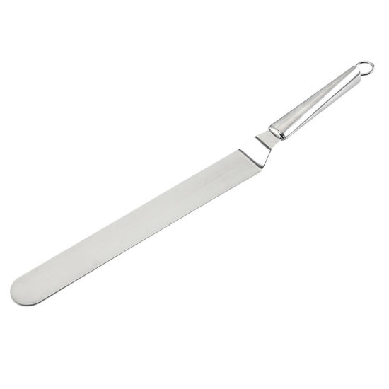 Picture of Silver Tone - Curved Spatulas Stainless Steel Butter Knife Cake Cream Spreader Fondant Pastry Tool 36.2x3cm, 1 Piece