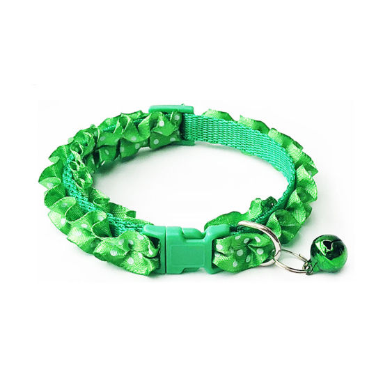 Picture of Green - Adjustable Lace Dog Collar With Bell 25cm long - 40cm long, 1 Piece