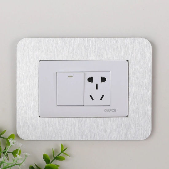 Picture of Silvery White - Resin Light Switch Wall Stickers Decals DIY Home Decoration 20x14.9cm, 1 Piece