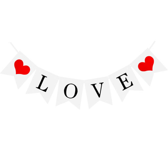 Picture of White - Love Paper Banner Party Decorations For Propose Wedding 14x11.5cm, 1 Piece