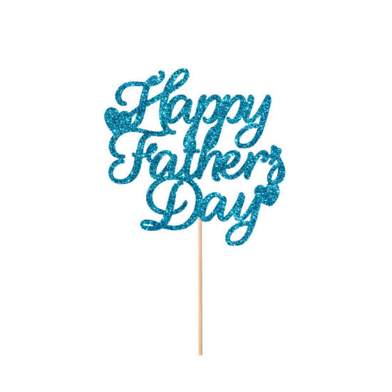 Picture of Blue - Father's Day Paper Cake Picks Decoration Birthday Party Accessories 17x20cm, 1 Piece