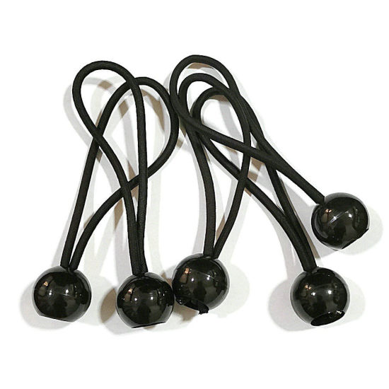 Image de Noir - Cordons élastiques avec boule pour les poteaux de tente de bâche de voile d'ombrage fixe 13 cm de long, 1 pièce