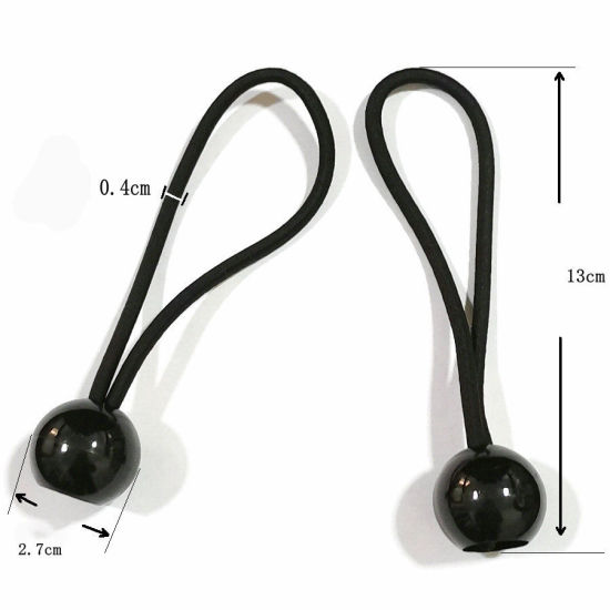 Image de Noir - Cordons élastiques avec boule pour les poteaux de tente de bâche de voile d'ombrage fixe 13 cm de long, 1 pièce