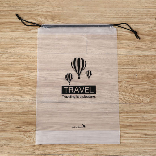 Изображение Translucent - Hot Air Balloon PE Waterproof Portable Drawstring Storage Bag 36x24cm, 10 PCs
