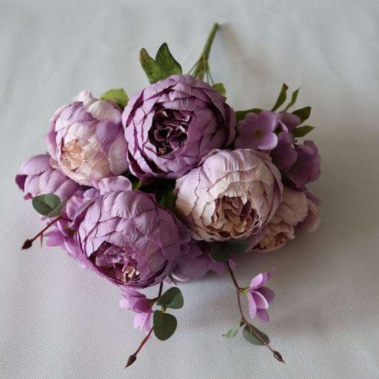 Image de Violet - Fleurs de simulation en fausse soie Ranunculus Pivoine Décoration de la maison 50 cm de long, 1 bouquet