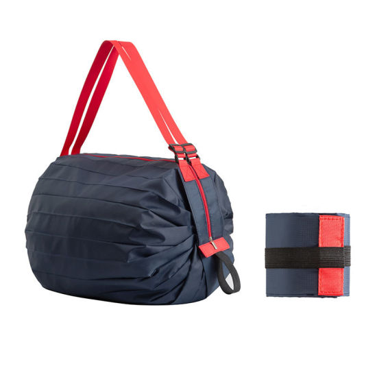 Image de Bleu marine - Sac à provisions portable pliable de voyage en nylon 40x40cm, 1 pièce
