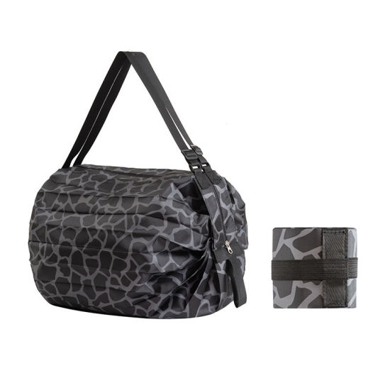 Image de Noir - Sac à provisions portable pliable de voyage en nylon léopard 40x40cm, 1 pièce