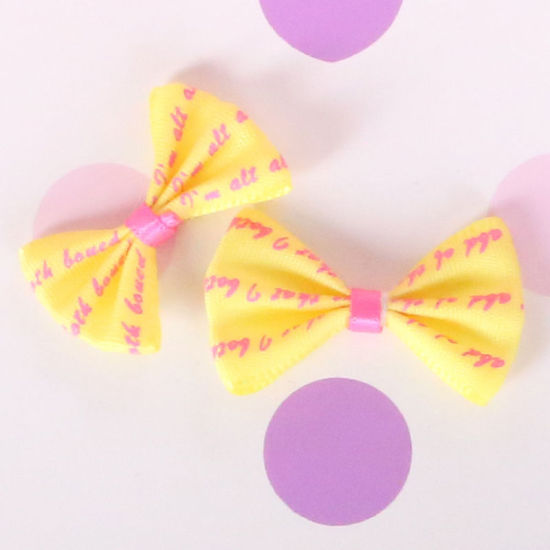 Picture of Yellow - Cute Bow Hairpin For Cats Dogs Photography Props Decoration 3.5cm long, 2 PCs