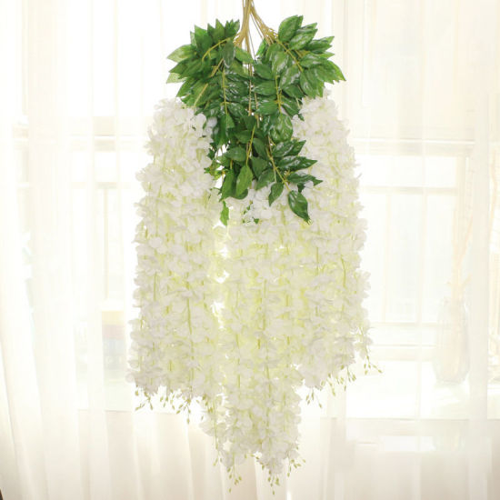 Picture of White - Faux Silk Simulation Flowers Violet Vine Home Decoration 115cm long, 1 Packet