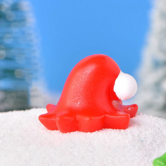 Imagen de Red - 1# Christmas Hat Resin Micro Landscape Miniature Decoration 2.2x1.6cm, 1 Piece