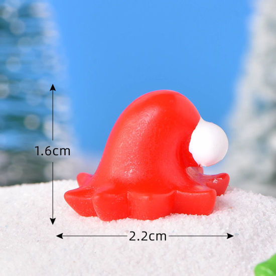 Imagen de Red - 1# Christmas Hat Resin Micro Landscape Miniature Decoration 2.2x1.6cm, 1 Piece