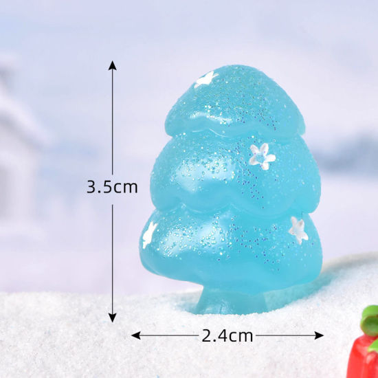 Imagen de Blue - 10# Christmas Tree Resin Micro Landscape Miniature Decoration 3.5x2.4cm, 1 Piece