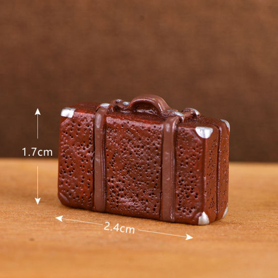 ブラウン-9ラゲッジレトロレジンマイクロランドスケープミニチュアデコレーション2.4x1.7cm、1 個 の画像
