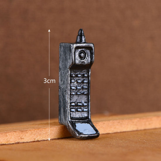黒-13電話レトロレジンマイクロランドスケープミニチュアデコレーション長さ3cm、1 個 の画像