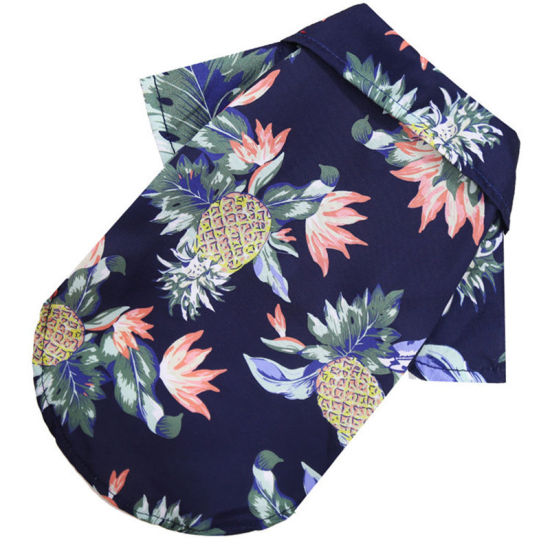 Picture of Navy Blue - Pineapple Beach Style Pet Dog Clothes Spring Summer Shirt XL, 1 Piece