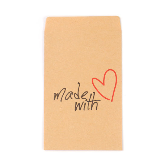 Picture of Paper Bags Kraft Paper Color Rectangle Heart Pattern Message " made with " 12.5cm x 7.2cm, 20 PCs