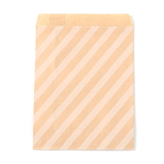 Picture of Kraft Paper Paper Bags Kraft Paper Color Rectangle Stripe Pattern 18cm x 13cm, 1 Packet (Approx 25 PCs/Packet)