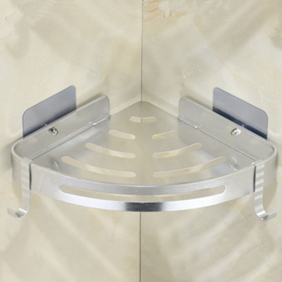 Bild von Silvery - Space Aluminium Wandregal Erhöht Dreieckig Einschichtig Badezimmer Eckregal 29x22x4.5cm, 1 Stück
