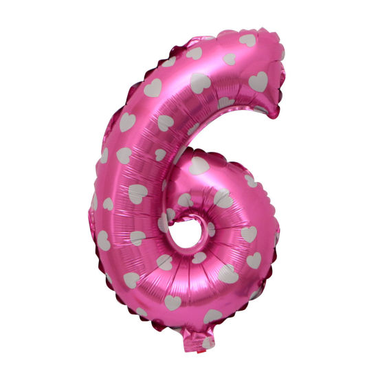 ピンク-アルミホイルナンバー「6」バルーンバースデーパーティーデコレーション長さ40cm、1 個 の画像