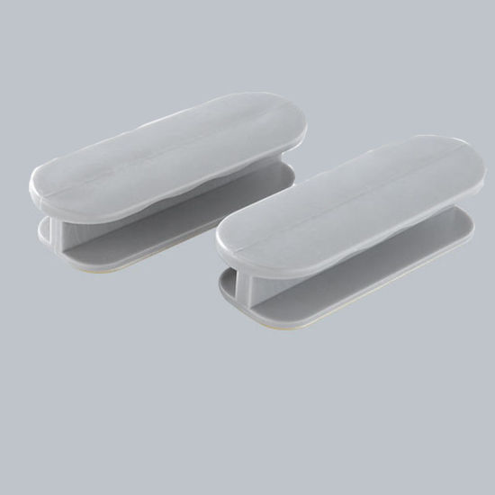 Image de Gris - Les poignées auto-adhésives en plastique tirent les boutons pour la quincaillerie de meubles d'armoires à tiroirs 4x9cm, 1 ensemble (2 pièces/ensemble)