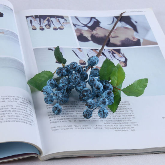 Bild von Dunkelblau - Kunststoff Simulation Blaubeere Frucht Künstliche Blume Dekoration 28cm lang, 1 Stück