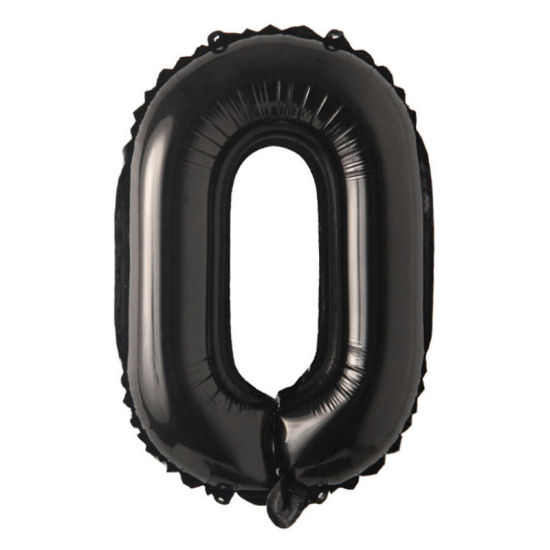 Image de Noir - Ballon Décorations de fête en Feuille d'aluminium Lettre majuscule " O " Alphabet 81 cm de long, 1 pièce