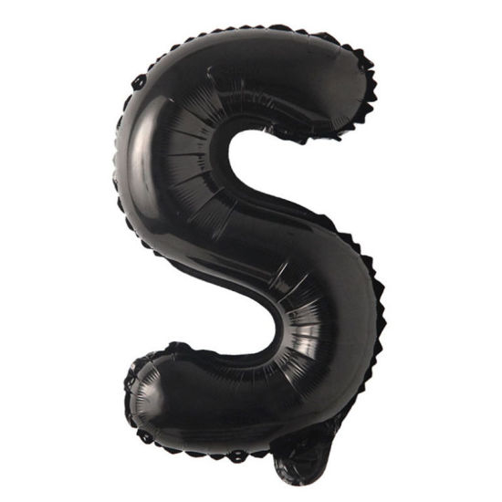 Image de Noir - Ballon Décorations de fête en Feuille d'aluminium Lettre majuscule " S " Alphabet 81 cm de long, 1 pièce