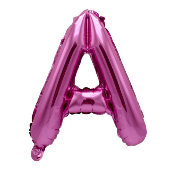 Image de Fuchsia - Ballon Décorations de fête en Feuille d'aluminium Lettre majuscule " A " Alphabet 81 cm de long, 1 pièce