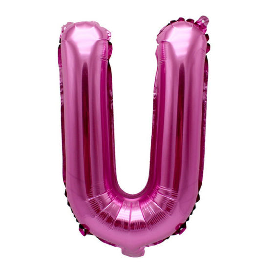 Image de Fuchsia - Ballon Décorations de fête en Feuille d'aluminium Lettre majuscule " U " Alphabet 81 cm de long, 1 pièce