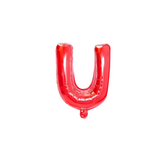 Image de Rouge - Ballon Décorations de fête en Feuille d'aluminium Lettre majuscule " U " Alphabet 81 cm de long, 1 pièce