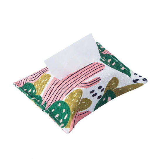 Изображение Green - 6# Cotton & Linen Rectangular Tissue Box Cover Holder For Car Bedroom 26x18.5cm, 1 Piece