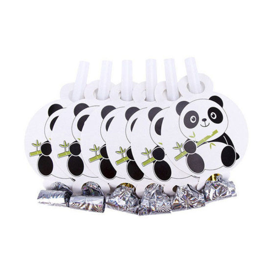 Bild von Schwarz & Weiß - Panda Thema Papier Blowouts Einweg Requisiten Geburtstagsparty Dekoration 13x8cm, 1 Set（6 Stück/Set）