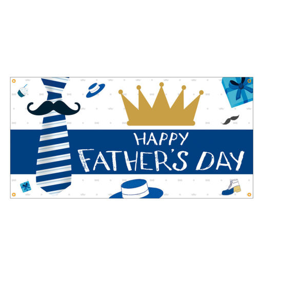 Bild von Blau - 3# Happy Father's Day Hintergrund Stoffbanner Partydekoration 90x180cm, 1 Stück