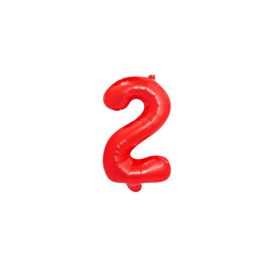 赤-ナンバー "2"アルミホイルバルーンバースデーパーティーデコレーション長さ40cm、1 着 の画像