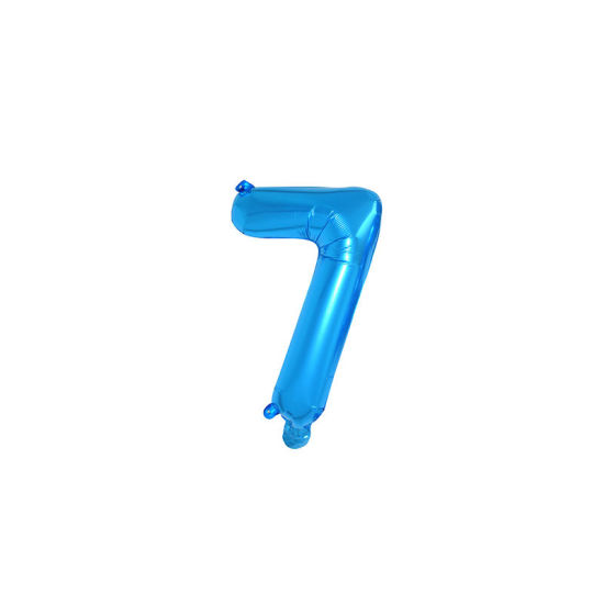 青-ナンバー「7」アルミホイルバルーンバースデーパーティーデコレーション長さ40cm、1 着 の画像