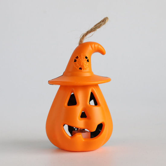 Picture of Orange - Pumpkin LED Light Resin Portable Halloween Ornaments Decorations Party Props 12x8cm, 1 Piece