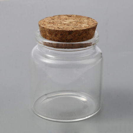 ( 50ml ) Стекло + Дерево Бутылка для хранения продуктов Цилиндр Прозрачный 57мм x 45мм, 5 ШТ
