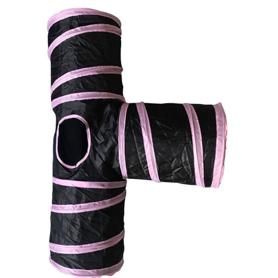 Изображение Pink - Cat Tunnel 3 Way Interactive Pet Toy Collapsible Durable Portable Tear-Resistant Keep Your Pets Stimulated Active And Happy 80x25cm, 1 Piece