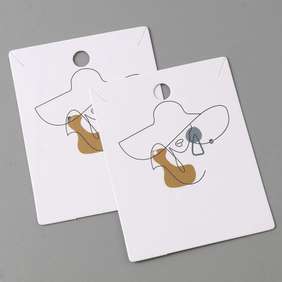 Image de Papier Carte Présentoir à Bijoux de Boucles d'Oreilles en Papier Rectangle Blanc Personnes 6.2cm x 4.9cm, 50 Pcs
