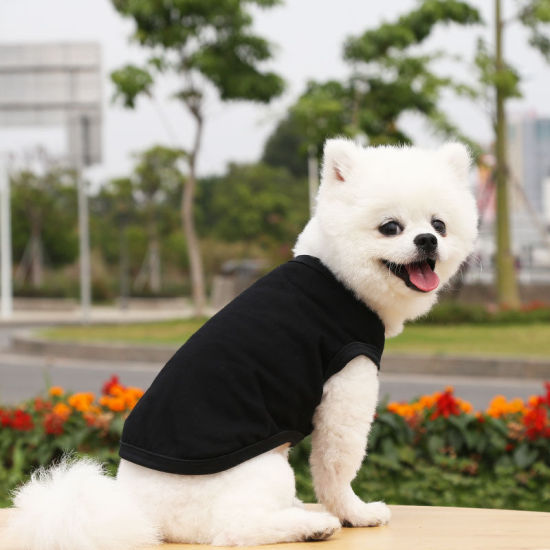 Изображение Black - XS Summer Cotton Vest Pet Clothes For Cat Dog Solid Color, 1 Piece