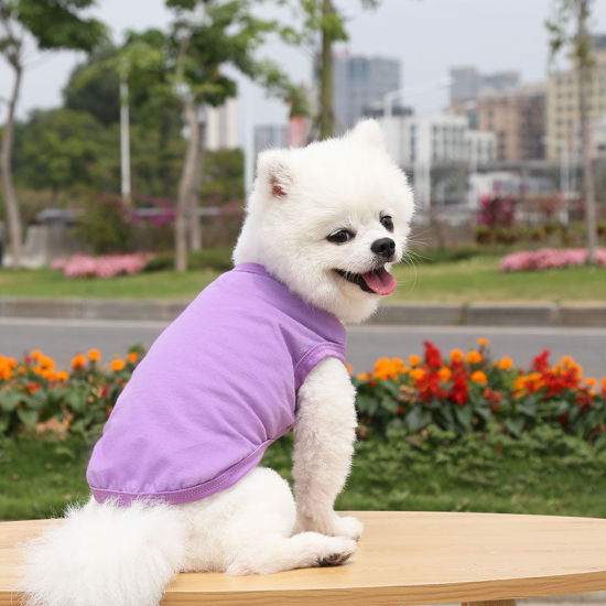Изображение Purple - XS Summer Cotton Vest Pet Clothes For Cat Dog Solid Color, 1 Piece
