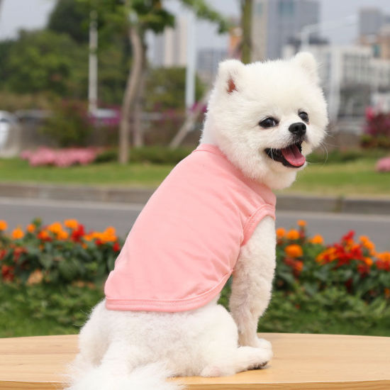 Изображение Light Pink - XS Summer Cotton Vest Pet Clothes For Cat Dog Solid Color, 1 Piece