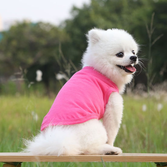 Изображение Fuchsia - L Summer Cotton Vest Pet Clothes For Cat Dog Solid Color, 1 Piece