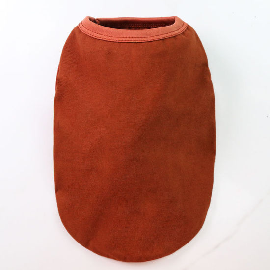 Изображение Brown Red - S Summer Cotton Vest Pet Clothes For Cat Dog Solid Color, 1 Piece