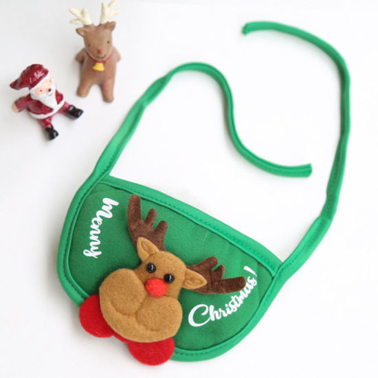 Picture of Green - Christmas Reindeer Saliva Towel Bib Dog Cat Pet Supplies Suitable For Pets Within 7.5kg, 1 Piece