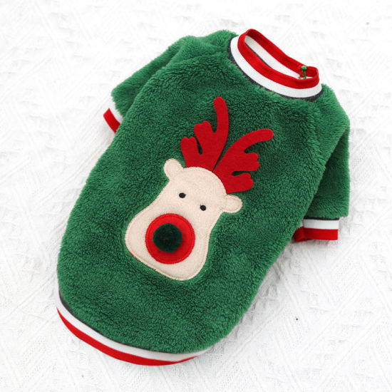 Picture of Green - L Two-Legged Furry Velvet Dogs And Cats Christmas Reindeer Hoody Sweater Pet Clothes, 1 Piece